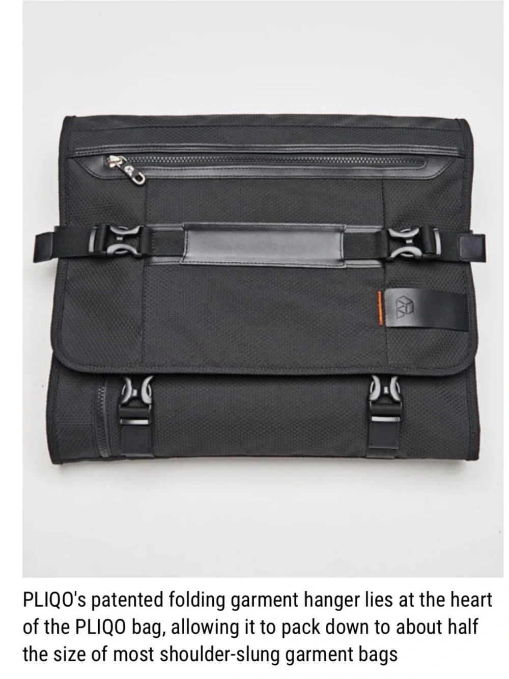 PLIQO Carry-On Ultra-Compact Folding Garment Bag Leather Trim - Orange Lining
